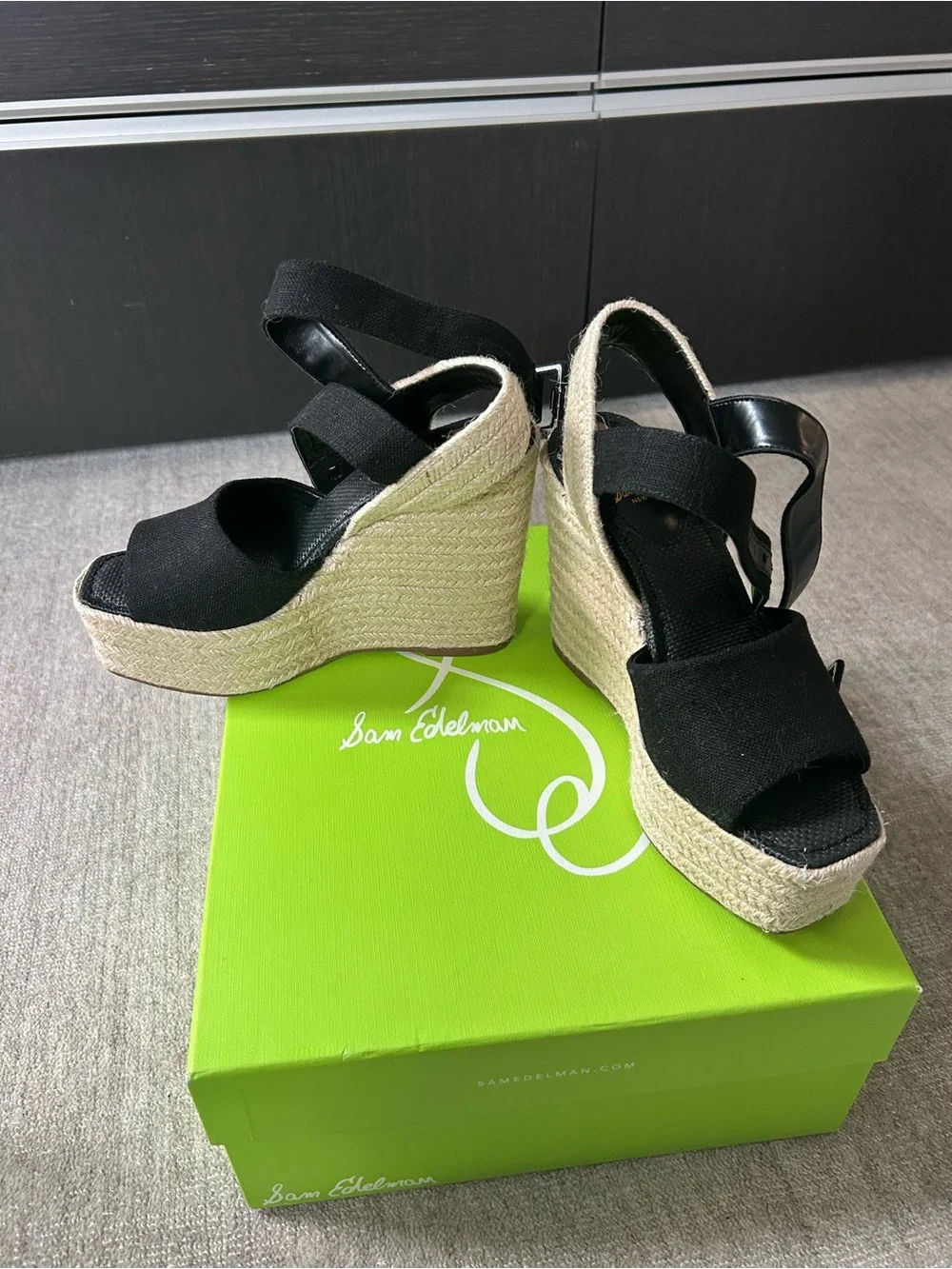 Sam Edelman Black Espadrille Platform Wedge Sandals